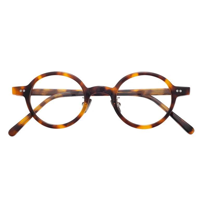 Vintage Retro Small Round Acetate Eyeglasses Optical Frame for Men and Women with Diamond Face Shape Match