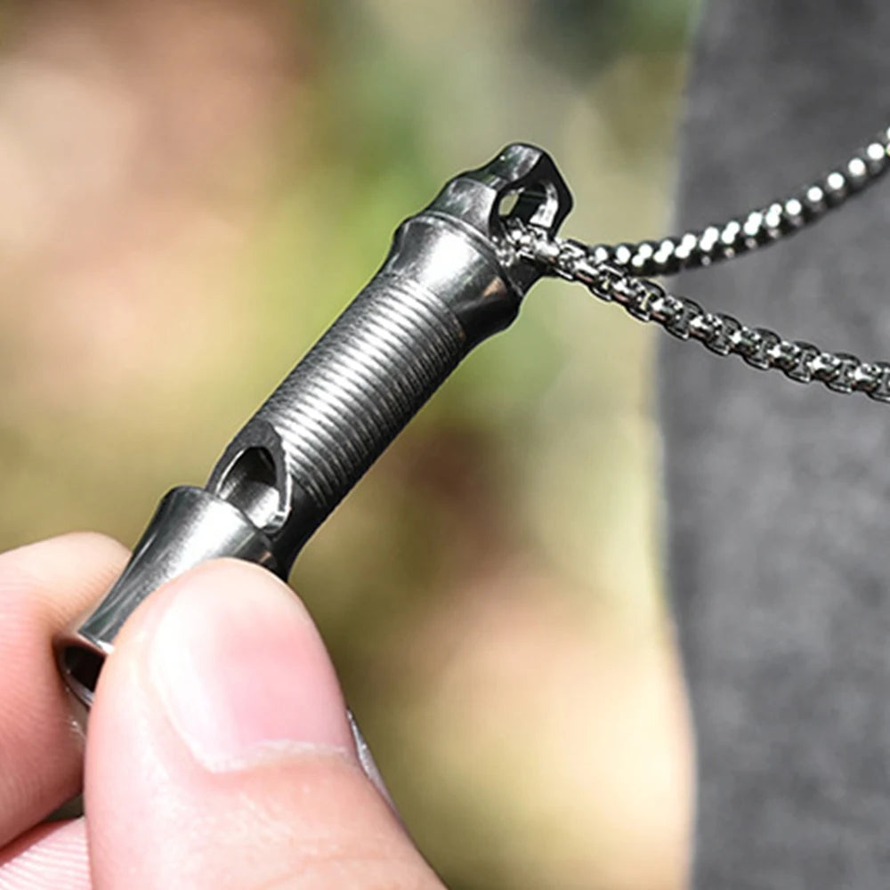 Titanium Whistle Emergency Survival Titanium Outdoor Survival Whistle Key Chain Necklace Pendant Whistle