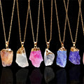 Wholesale Healing Irregular Gemstone Natural Rainbow Crystal Dipped Rock Rough Raw Amethyst Druzy Stone Pendants Necklace