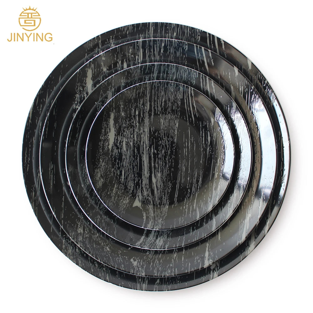 Wholesale Black Ceramic Charger Plate Bone China Dinner Set for Wedding Hotel Used