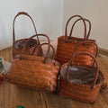 Wholesale New Design Retro Pastoral Style Hand-Woven Bamboo Basket Portable Flower Basket Picnic Baskets