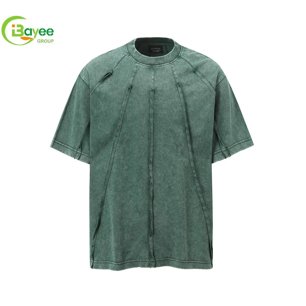 Clothing Manufacturers Custom Oversized Acid Wash Vintage Heavy Cotton T Shirt Screen Printing Plain Drop Shoulder T-Shirts