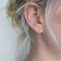 EManco Korean Fashion Round Stud Earrings Stainless Steel Jewelry Wholesale