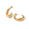 Tarnish Free Jewelry Titanium Steel 18K Gold Plated White Cubic Zircon CC Shape Moon Women Earrings for Girls Gift