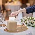 YY  Luxury Leather Tissue Box Cover Square Bottom Strap with Tray Decorative Office Tissue Holder