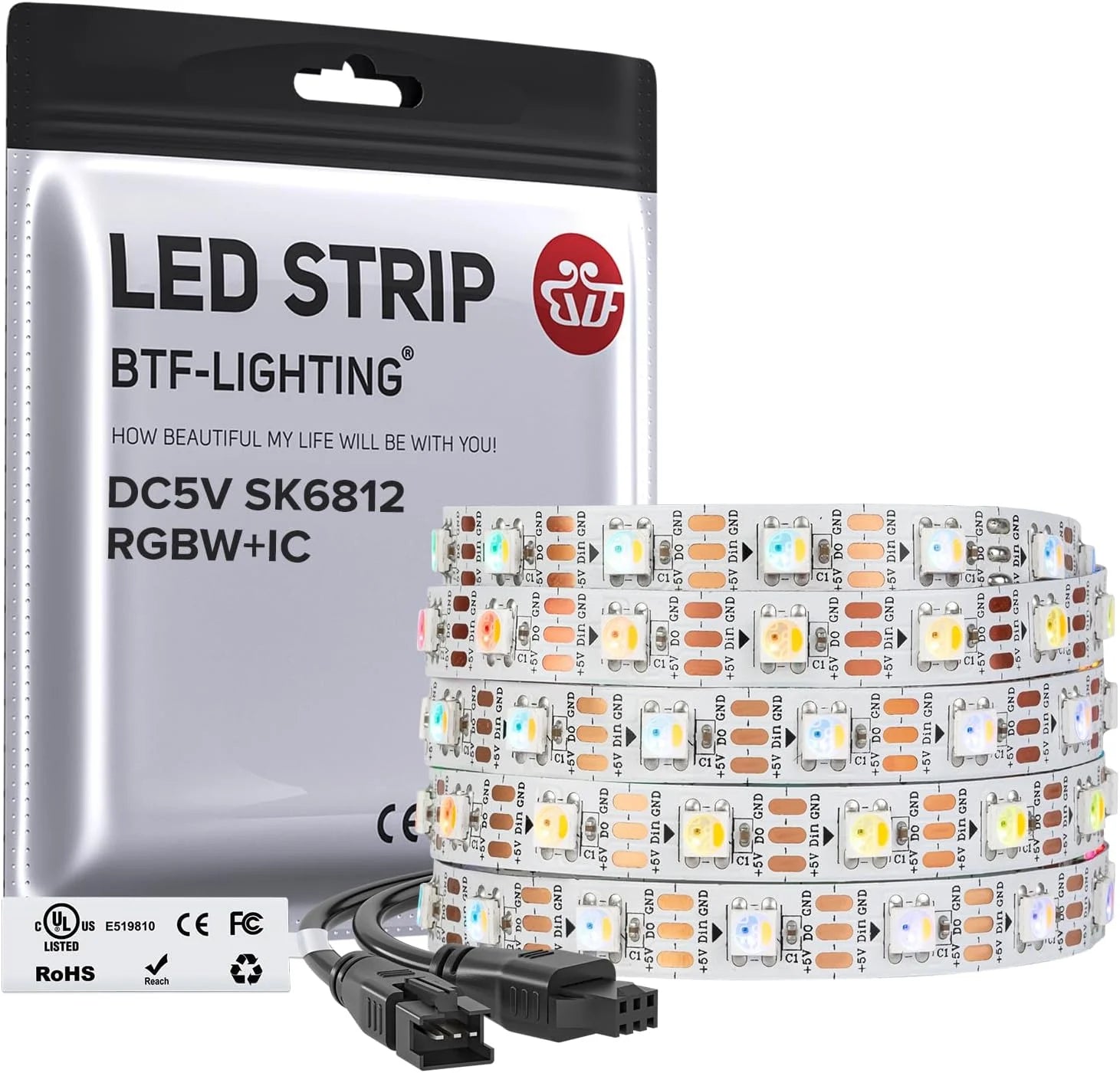 UL Listed SK6812 RGBW Addressable Dream Color 5V 30 60 144  Pixels RGBW RGB Cold Warm Natural White Led Pixel Strip Light