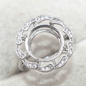 Sterling Silver 11*11mm Semi Mount Ring Empty Frame Blank Support Setting S925 Base Holder Without Center Stone for DIY Inlay