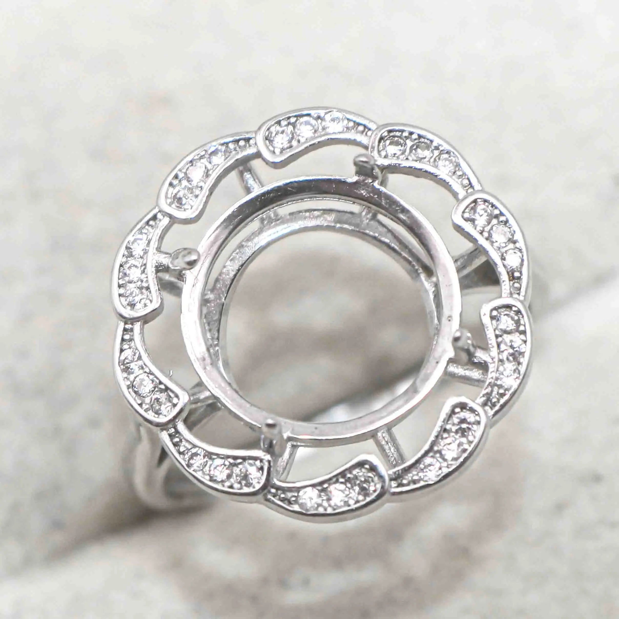 Sterling Silver 11*11mm Semi Mount Ring Empty Frame Blank Support Setting S925 Base Holder Without Center Stone for DIY Inlay