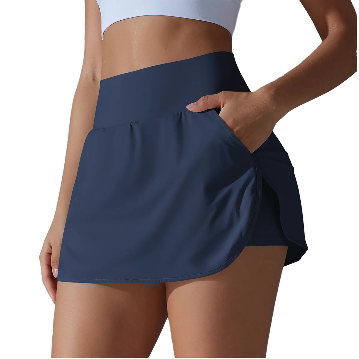 Custom Logo Anti-UV High Waist 2 in 1 Tennis Skirts Short Sport Golf Yoga Outdoor All in Match With Pocket Women's Skirts