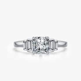 Ailmay 2022 New Arrival 100% 925 Sterling Silver Luxury Square Clear CZ Finger Rings for Women Wedding Engagement Fine Jewelry