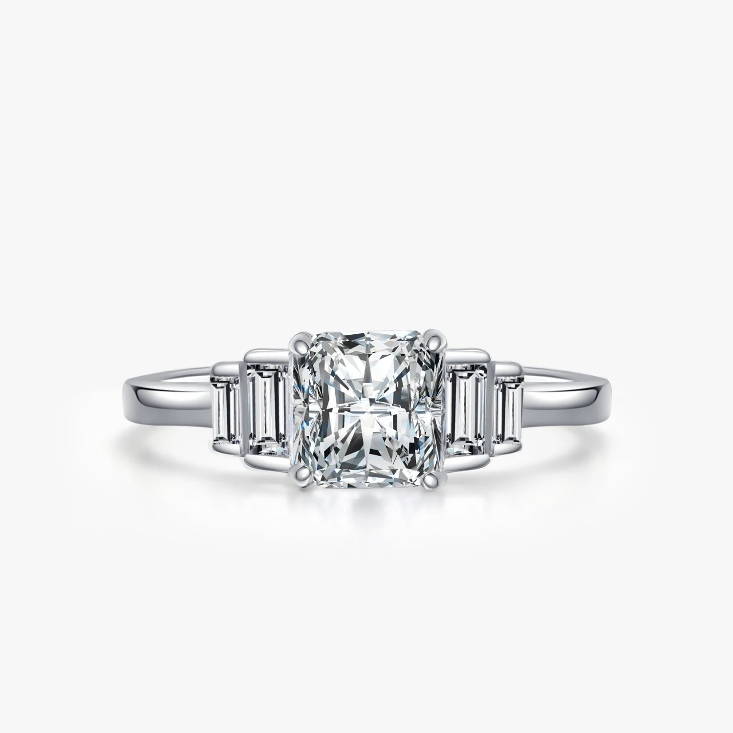 Ailmay 2022 New Arrival 100% 925 Sterling Silver Luxury Square Clear CZ Finger Rings for Women Wedding Engagement Fine Jewelry