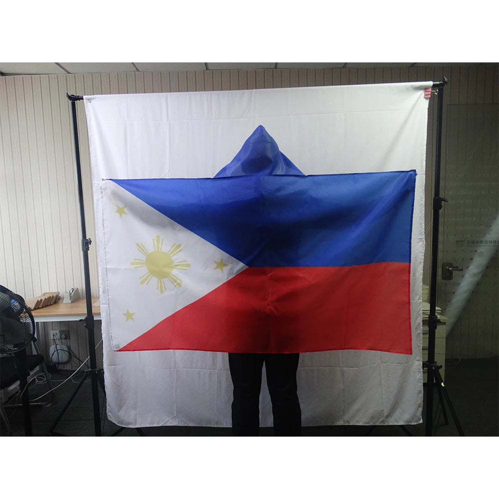 3x5ft  Football Match Custom Logo Cheering Fan Cape Body Flag Philippines National Flag Cloak