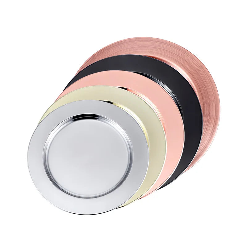 N0348 Luxury Eco-Friendly Reusable Stainless Steel Dinner Plates-Restaurant & Home Use Minimalist Design