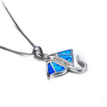 Manta Rays Blue Opal Pendant 925 Sterling Silver Necklace for Women Ocean Style