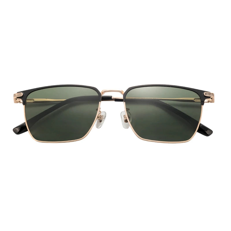 Premium Designer Square Half Rim Titanium Sunglasses for Men Women Luxury Vintage Custom Logo Metal Polarized Comfortable