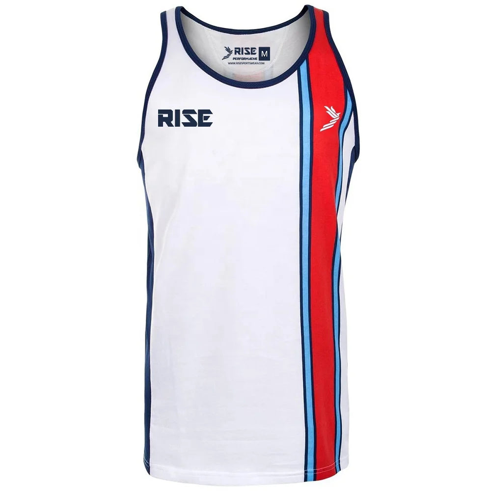 Boxing Training Gym Fitness Workout Mens Singlet Dip Curved logo Hem Custom Print