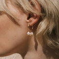 New Arrival Fashion Jewelry Earring 18K Gold Plated Stainless Steel Freshwater Pearl Hoop Earrings for Women