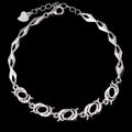 Sterling Silver 4*6mm Semi Mount Bracelet Empty Support Blank Claw Setting S925 Base Holder Without Center Stone for Inlay DIY