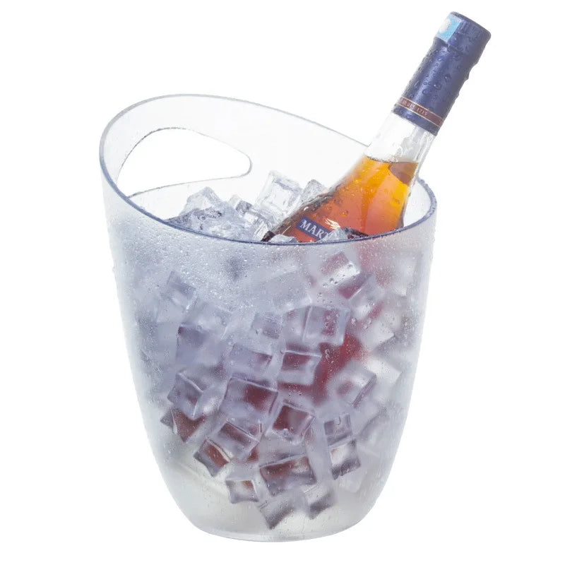 Custom Logo 3 L Clear Black for Barrel Frosted Oblique Single Handle Eco-Friendly Plastic Ice Bucket for Party