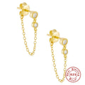 925 Sterling Silver CZ Tassel Chain Stud Earrings Europe and American Hot Sell Silver Jewelry Wholesale