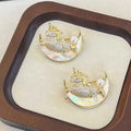 Natural Freshwater Pearl Brooch 6-7mm Dreamy Fairy Tale Cute Unicorn with Moon Inlaid on Shell Colorful Shell Brooch Jewelry