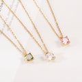 Vintage Dainty Gold Plated Cross Chain Square Green Zircon Pendant Necklace Stainless Steel Necklace