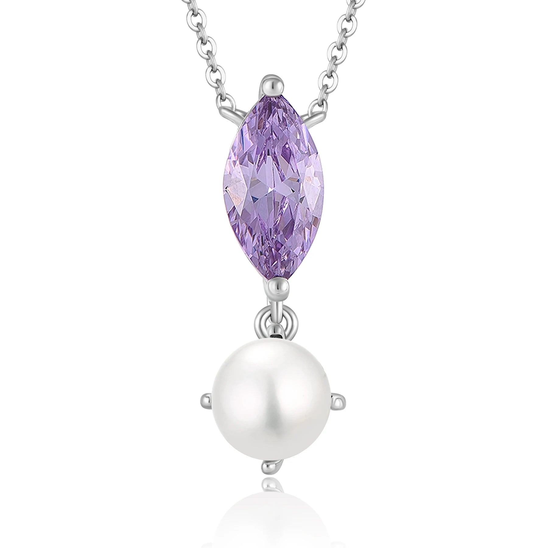 QX CUSTOM OEM Fine Jewelry 925 Sterling Silver Rhodium Plated Freshwater Pearl Women Mom Day Gift Pendant Necklaces