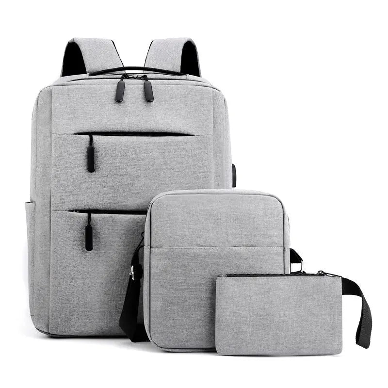 Factory Direct Wholesale New Leisure Student Computer Backpack Set Laptop Bag 3 Piece Set USB Backpack Three Piece Set