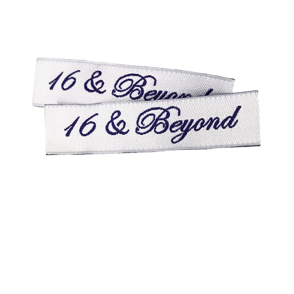 High Density Classic Neck Label Custom Size Garment Woven Labels with Printing Brand Name logo