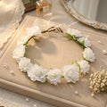 Fashion Irregular Faux Rose Flower Headband Flower Girl Bridal Wedding Gradient Colored Wreath Crown Mesh Headpiece