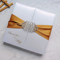 Hardcover Silk Box Ribbon Brooch Decoration Scroll Invitation with Tassel and EVA Holder