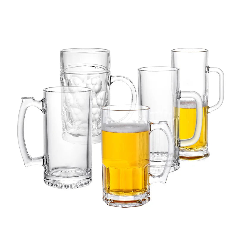 Custom High Quality Clear Beer Glass Cup Transparent Empty Mug with Handle 22 oz