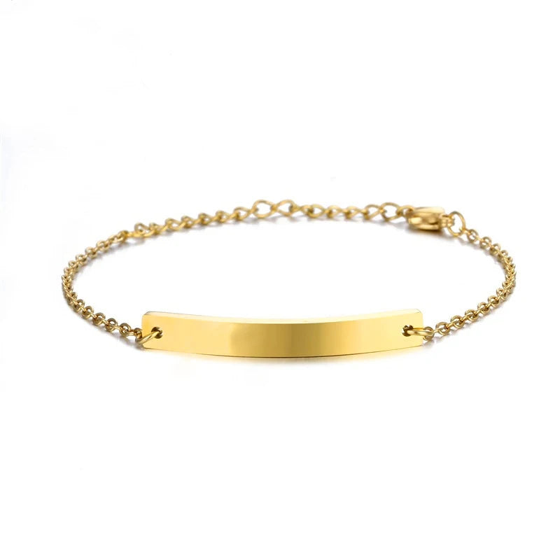 Waterpoof 18K Gold Plated Blank Bar Bracelet for Women Stainless Steel Custom Laser Engraving Blank Bracelet Wholesale