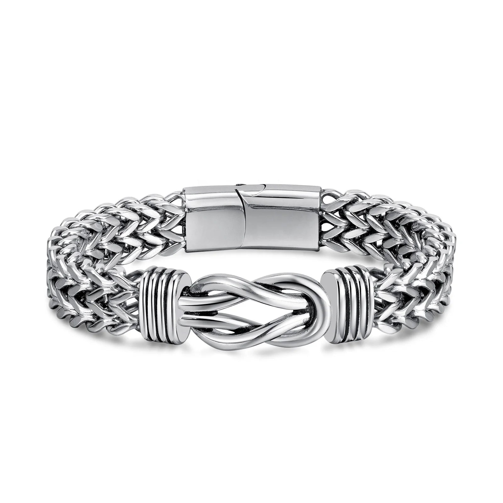MECYLIFE Mesh Stainless Steel Bracelet Knot Bracelet Mens Hiphop Franco Chain Bracelet Punk Jewelry