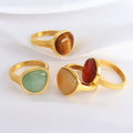 Fashion Versatile Inlay Cat Eye Stone Titanium Steel Ring Waterproof Stainless Steel Plated 18K Gold Light Luxury Ring Jewelry
