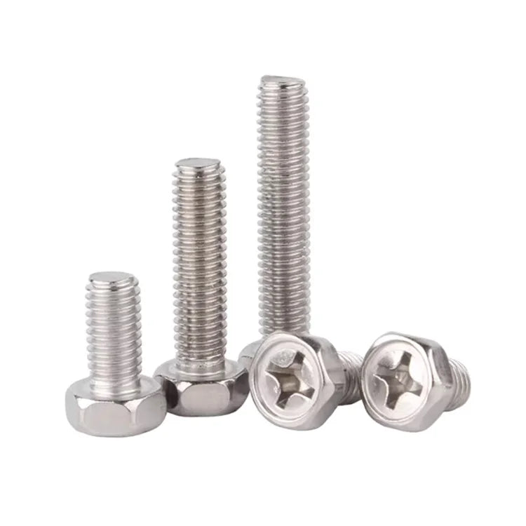 GB29.2 304 Stainless Steel Cross Groove Recess External Hexagon Screws Phillips Hex Head Bolt M1.6 M2 M2.5 M3 M4 M5 Metric