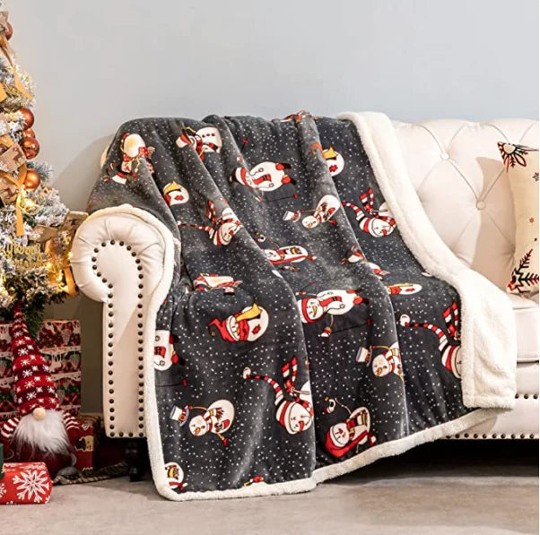 Luxury Customized Design Flannel Fleece Plush Fuzzy Cozy Warm Throw Blanket For Christmas