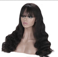 Megalook Brazilian Body Wave Full Machine Made Wig With Bangs  No Lace Front Nature Color Human Hair Wigs