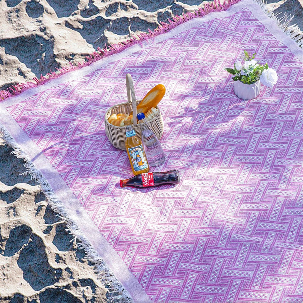 Lightweight Bohemian Knit Outdoor Camping Blanket Moisture Proof Picnic Mat and Tablecloth for Indoor and Outdoor Use