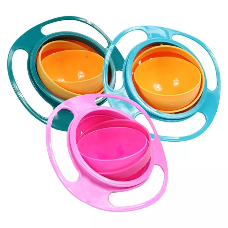 Universal PP Gyro Bowl for Baby Feeding 360 Degree Rotating Balance Spill-proof Funny Baby Tool Multi-color Options