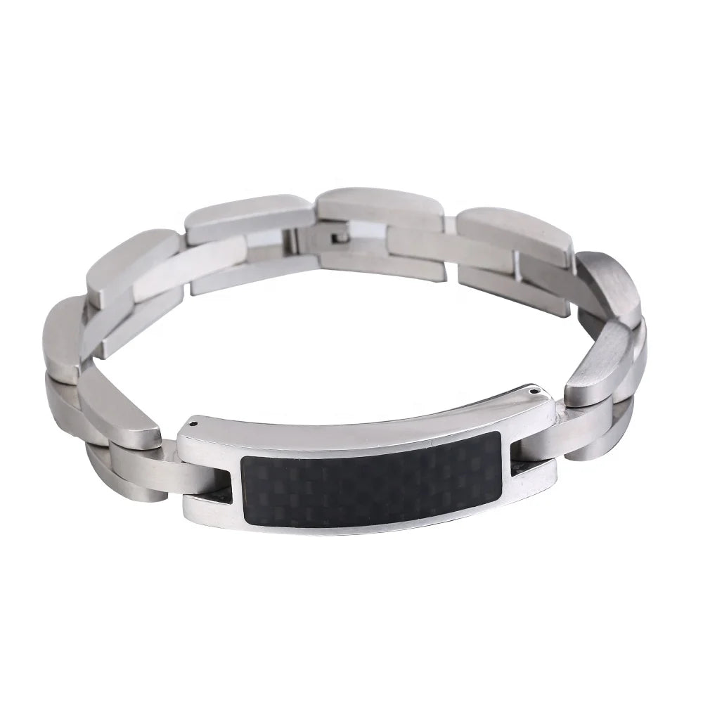 Stainless Steel God Bless Memorial Urn Bracelet Carbon Fibre Cremation Ashes Keepsake Urn Bracelet MegaBDM