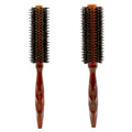 Custom Logo Aluminum Round Hair Brush Orange Round Wooden Hair Brush Boar and Nylon Hair Brush