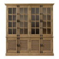 Modern Convertible Solid Wood Bookcase Living Room Furniture 4 Glass Doors Cabinet