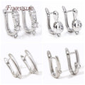 18K Gold Plated Fashion Cubic Zirconia Earwire Fastener for DIY Earring Making Jewelry Materials & Components