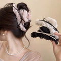 Fashion Pleated Bow Hair Clips for Girls Sweet Large Hair Decorate Shark Clip Hair Accessories Multi-Purpose Hair Styling Tools