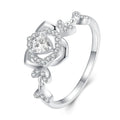 Bamoer 925 Sterling Silver Clear Zircon Rose Finger Ring Flower Ring for Women Birthday Engagement Gift Fine Jewelry BSR366