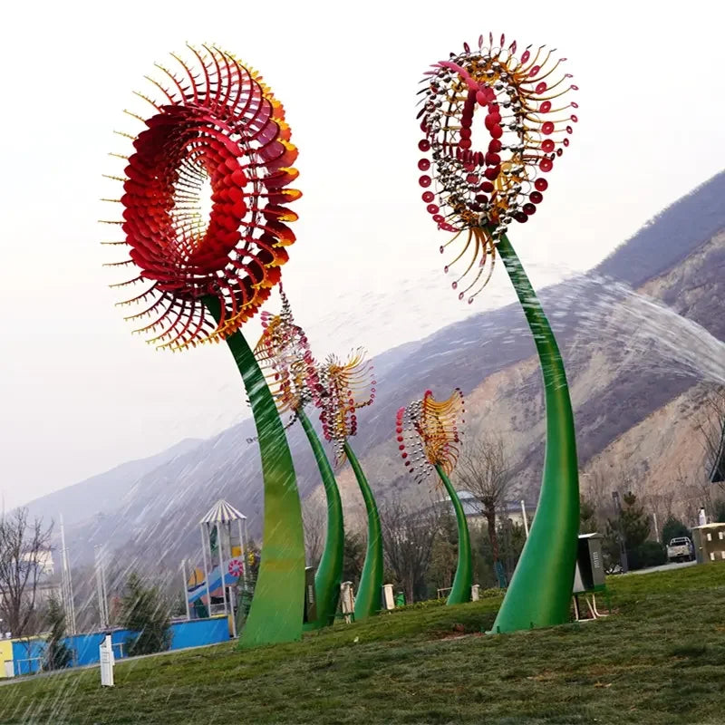 Outdoor Abstract Modern Garden Large Stainless Steel Kinetic Wind Sculpture