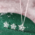 Hypoallergenic Christmas Jewelry 925 Sterling Silver Snowflake Earrings and Necklace Set