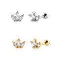 FUAMAY Women's Gold-Plated 925 Silver Earing Baskets with Screw Backs Marquise Queen Princess Crown Earrings Zircon Studs
