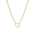 LOZRUNVE Boho Jewelry 925 Silver 18k Gold Plating Large Paper Clip Chain Heart Carabiner Necklace